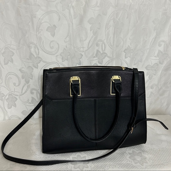 Spring Black Gold Accent Crocodile Satchel Bag - Picture 2 of 12